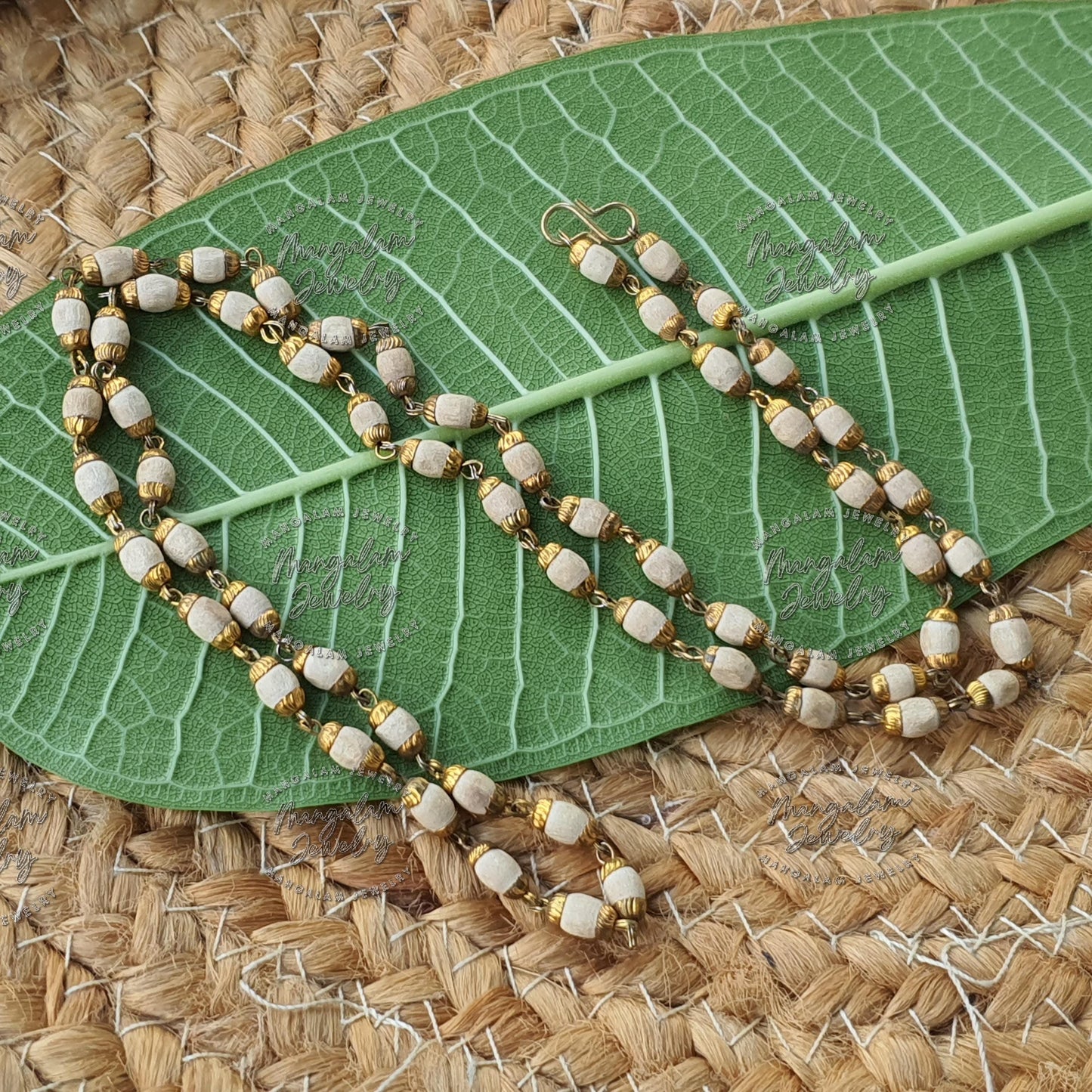White Tulsi Necklace, Tulsi Rosary in Copper, Tulsi Necklace, Hare Krishna Necklace, Tulsi Necklace, Holy Basil Seeds, Tulsi Radhe Mala