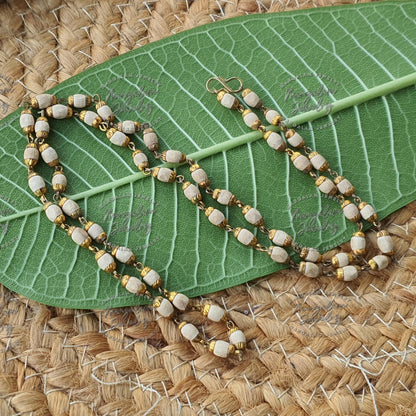 White Tulsi Necklace, Tulsi Rosary in Copper, Tulsi Necklace, Hare Krishna Necklace, Tulsi Necklace, Holy Basil Seeds, Tulsi Radhe Mala