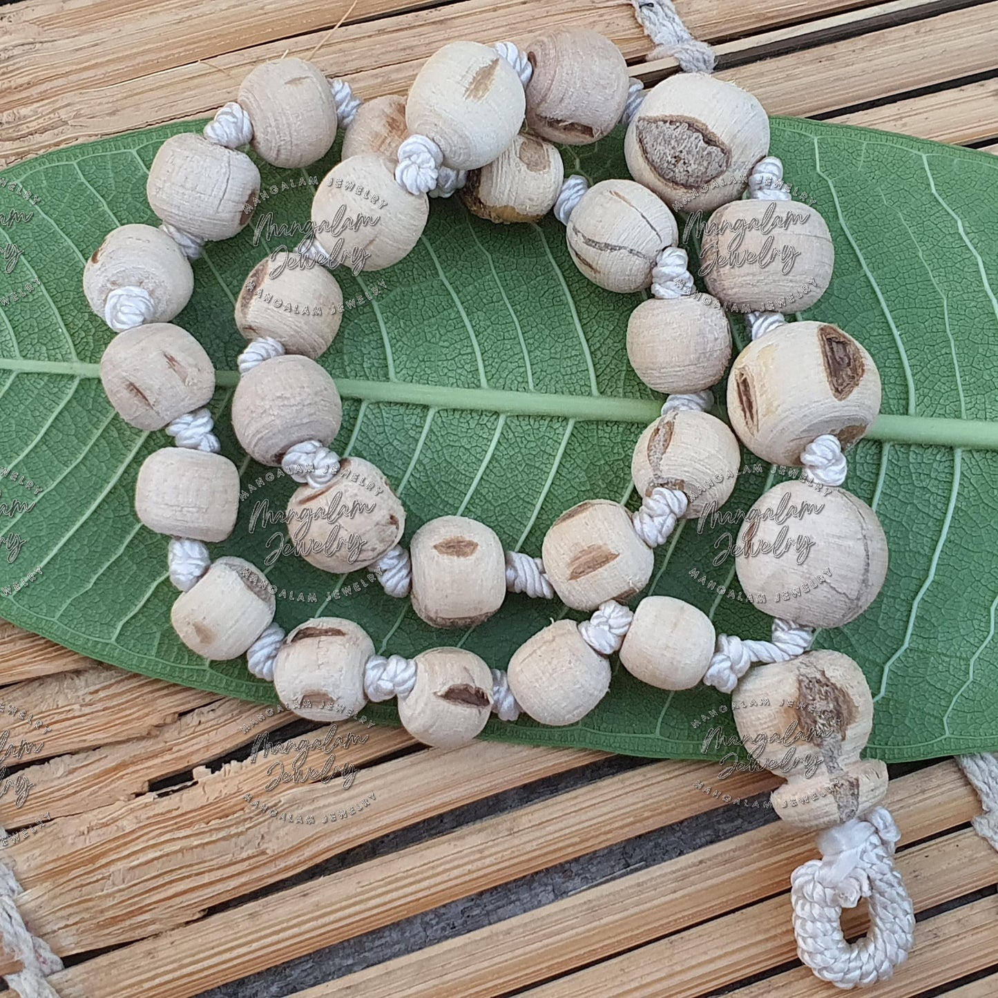 Tulsi Mala Necklace | 27+1  Beads Prayer Necklace | Decreasing Bead Size | Rustic Wood Basil Necklace | Krishna Seed Mala