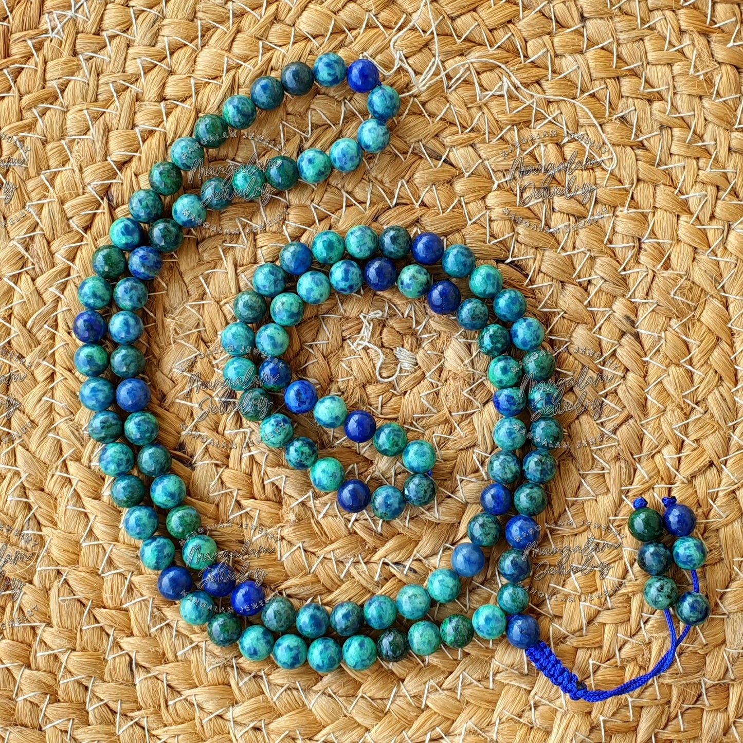 Azurite Mala 8 MM, Third Eye Necklace, Azurite Necklace, 108 Mala Beads, Yoga Gifts, Spiritual Gifts, 108 Beads Mala, Japa Mala