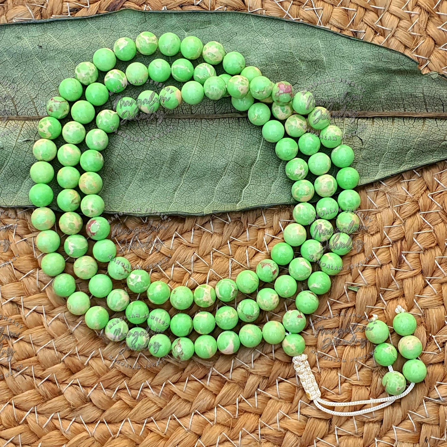 Conscience Mala, Sea Sediment Mala 8MM, Sea Sediment Jasper Necklace, Sea Sediment Jasper Mala, Knotted Mala, Handmade Necklace