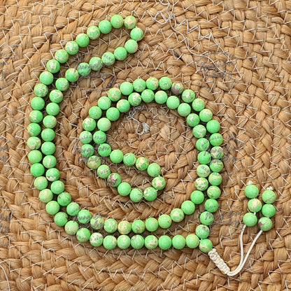 Conscience Mala, Sea Sediment Mala 8MM, Sea Sediment Jasper Necklace, Sea Sediment Jasper Mala, Knotted Mala, Handmade Necklace