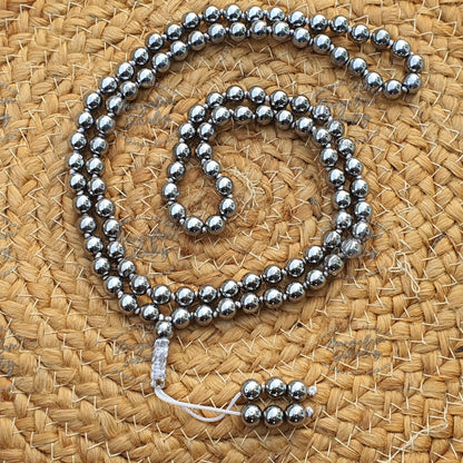 Silver Pyrite Mala, Silver Pyrite Necklace - Hand Knotted, Statement Necklace, Yoga Gifts,108 Beads mala, Handmade Jewelry