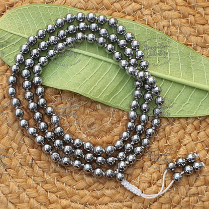 Silver Pyrite Mala, Silver Pyrite Necklace - Hand Knotted, Statement Necklace, Yoga Gifts,108 Beads mala, Handmade Jewelry