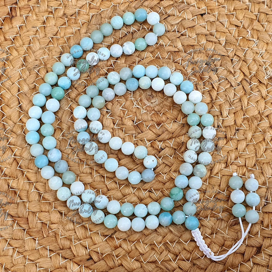 AAA Amazonite Tibetan Mala, 108 Mala Beads, Amazonite Necklace, Handmade Necklace, Statement Necklet, Gift For Yoga Lover, Handmade Jewelry