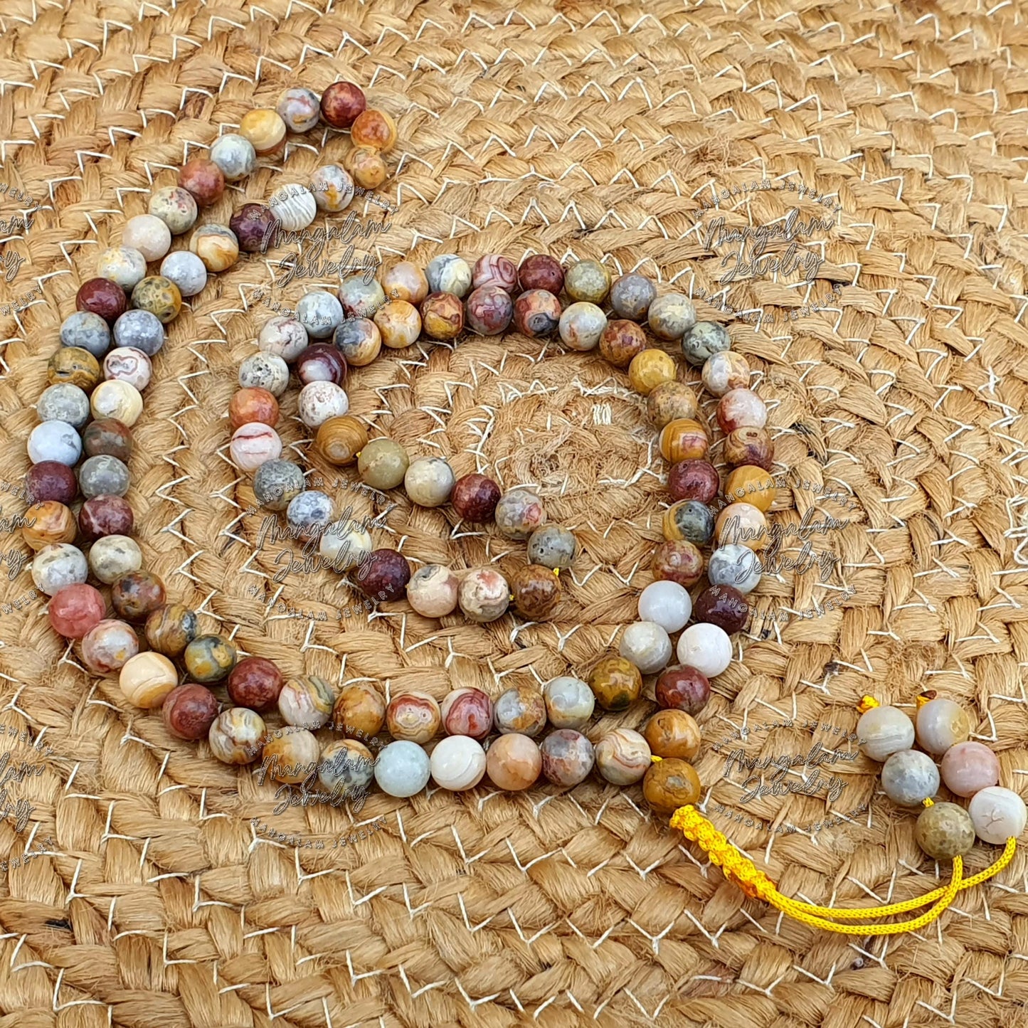 108 Beads Mala, Crazy Lace Agate Japa mala beads, Mantra Meditation Prayer Beads, Meditation Necklace Mala bracelet, Happiness necklace Japa