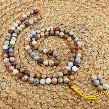 108 Beads Mala, Crazy Lace Agate Japa mala beads, Mantra Meditation Prayer Beads, Meditation Necklace Mala bracelet, Happiness necklace Japa