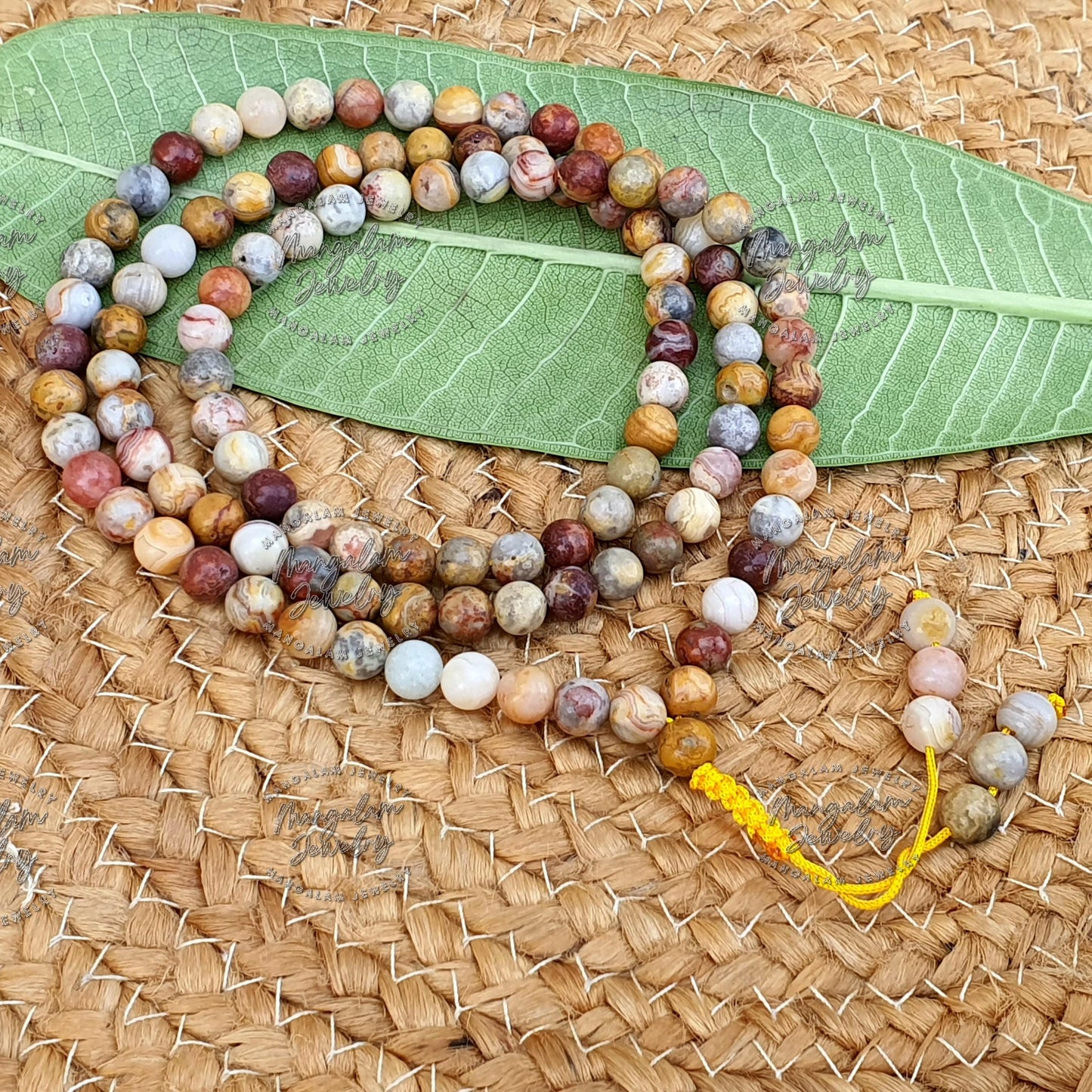 108 Beads Mala, Crazy Lace Agate Japa mala beads, Mantra Meditation Prayer Beads, Meditation Necklace Mala bracelet, Happiness necklace Japa