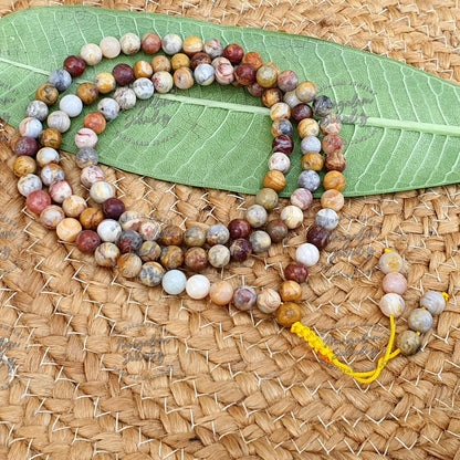 108 Beads Mala, Crazy Lace Agate Japa mala beads, Mantra Meditation Prayer Beads, Meditation Necklace Mala bracelet, Happiness necklace Japa