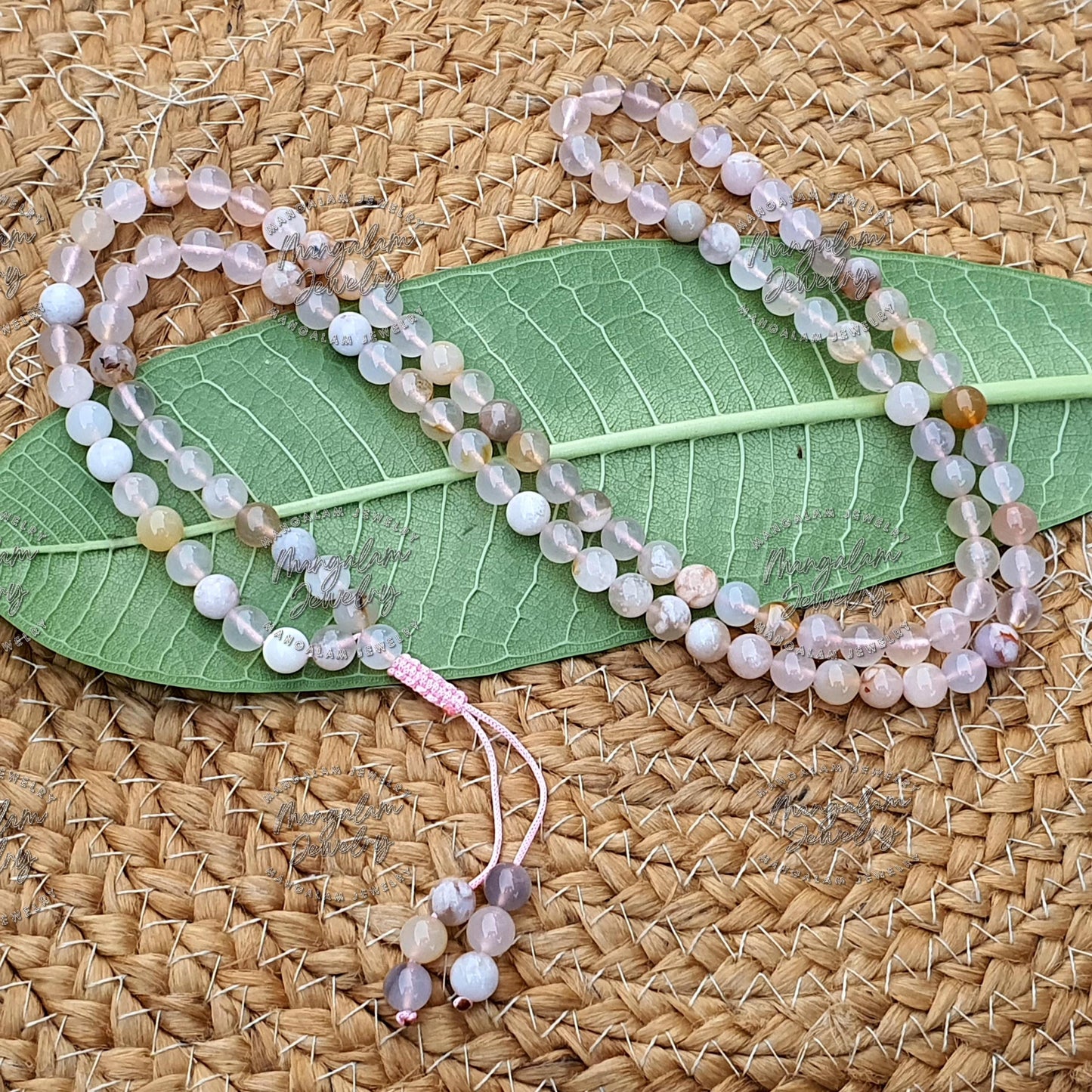 Flower Carnelian Mala Necklace, Gift For Yoga Lovers, Statement Necklace, 108 Mala Beads, Handmade Jewelry