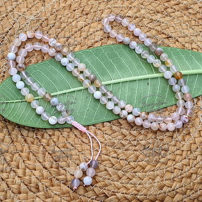 Flower Carnelian Mala Necklace, Gift For Yoga Lovers, Statement Necklace, 108 Mala Beads, Handmade Jewelry