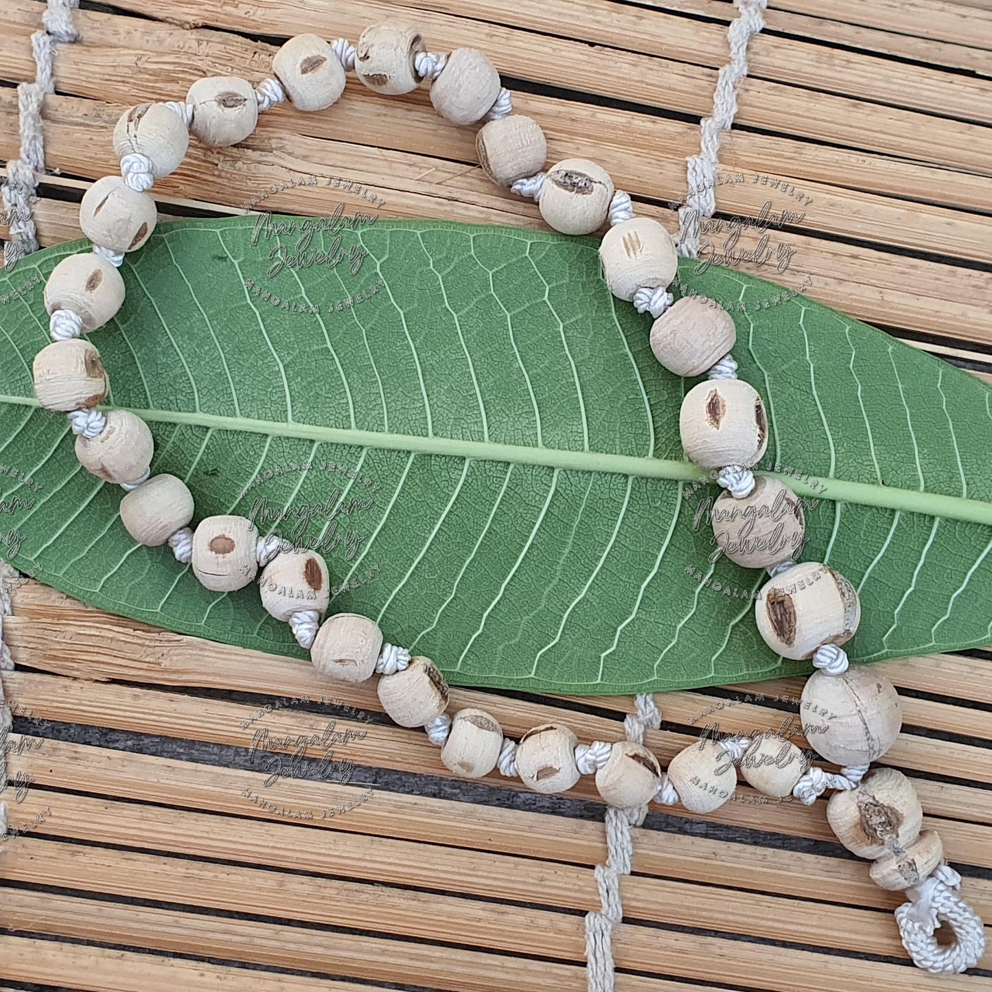 Tulsi Mala Necklace | 27+1  Beads Prayer Necklace | Decreasing Bead Size | Rustic Wood Basil Necklace | Krishna Seed Mala