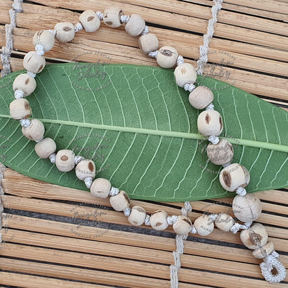 Tulsi Mala Necklace | 27+1  Beads Prayer Necklace | Decreasing Bead Size | Rustic Wood Basil Necklace | Krishna Seed Mala
