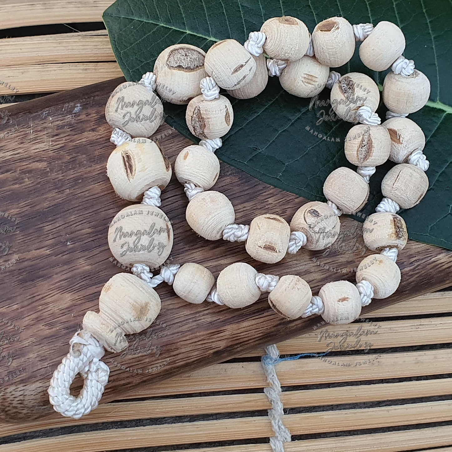 Tulsi Mala Necklace | 27+1  Beads Prayer Necklace | Decreasing Bead Size | Rustic Wood Basil Necklace | Krishna Seed Mala