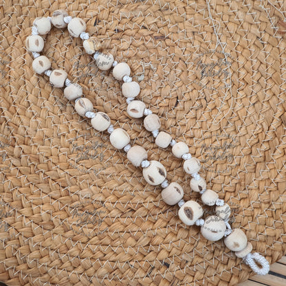 Tulsi Mala Necklace | 27+1  Beads Prayer Necklace | Decreasing Bead Size | Rustic Wood Basil Necklace | Krishna Seed Mala