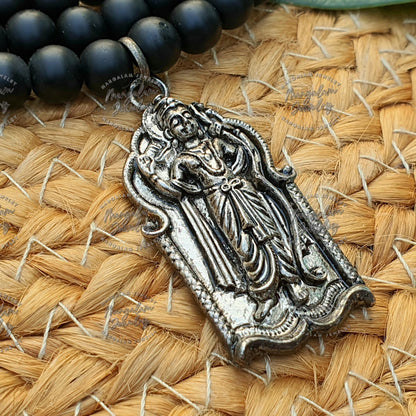 Shree Ram Shaligram Mala with  Silver Shree Ram Pendent ,Shaligram Necklace, Rosary Mala, Symbolic Necklace