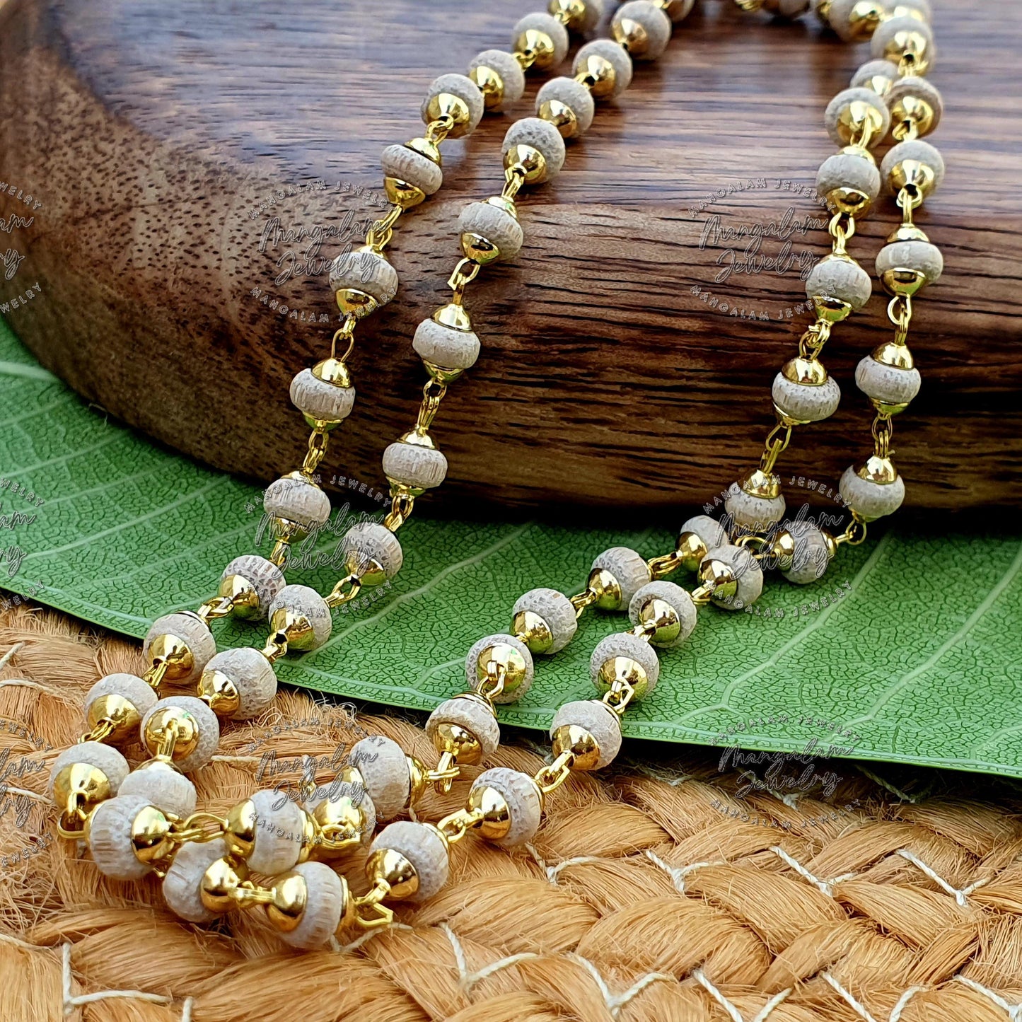 White Tulsi Necklace, Tulsi Rosary in Copper, Tulsi Necklace, Hare Krishna Necklace, Tulsi Kanti, Holy Basil Seeds, Tulsi Radhe Mala