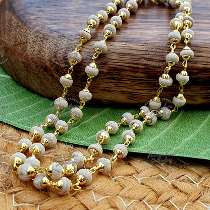White Tulsi Necklace, Tulsi Rosary in Copper, Tulsi Necklace, Hare Krishna Necklace, Tulsi Kanti, Holy Basil Seeds, Tulsi Radhe Mala