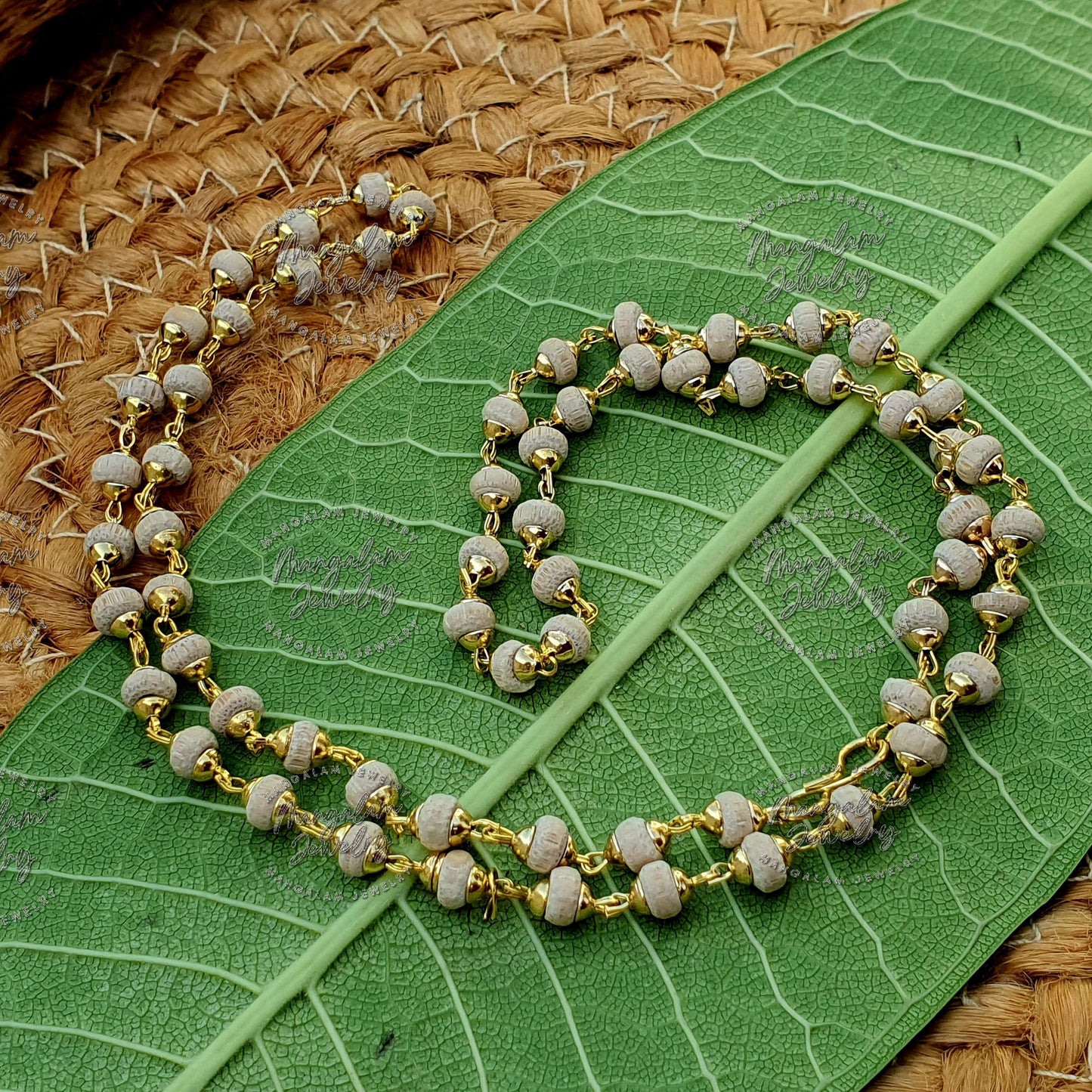 White Tulsi Necklace, Tulsi Rosary in Copper, Tulsi Necklace, Hare Krishna Necklace, Tulsi Kanti, Holy Basil Seeds, Tulsi Radhe Mala