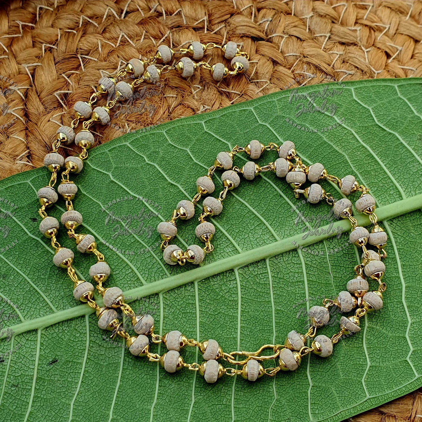 White Tulsi Necklace, Tulsi Rosary in Copper, Tulsi Necklace, Hare Krishna Necklace, Tulsi Kanti, Holy Basil Seeds, Tulsi Radhe Mala