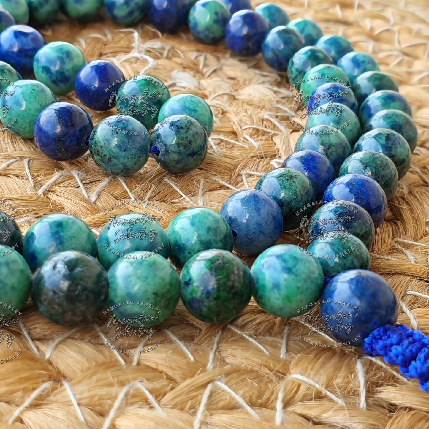 Azurite Mala 8 MM, Third Eye Necklace, Azurite Necklace, 108 Mala Beads, Yoga Gifts, Spiritual Gifts, 108 Beads Mala, Japa Mala