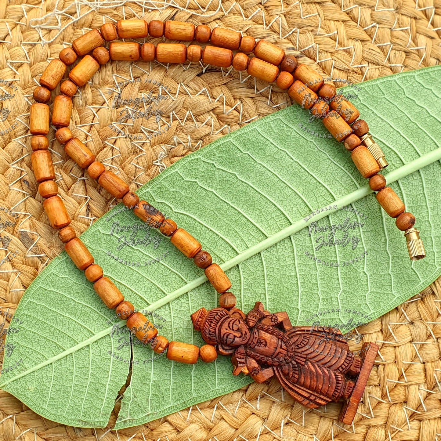 Vitthal Pendant Tulsi Mala Basil Wood Necklace Mayapuri Tulsi Necklace Vitthal Pendent Necklace