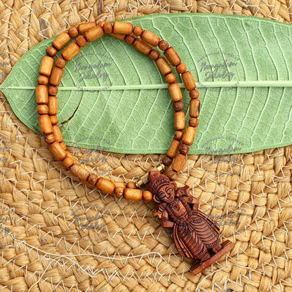 Vitthal Pendant Tulsi Mala Basil Wood Necklace Mayapuri Tulsi Necklace Vitthal Pendent Necklace