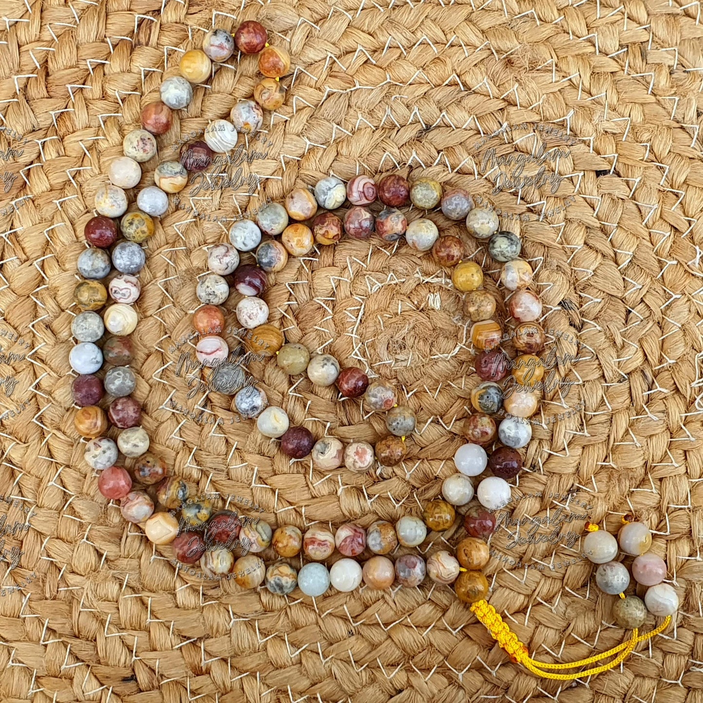 108 Beads Mala, Crazy Lace Agate Japa mala beads, Mantra Meditation Prayer Beads, Meditation Necklace Mala bracelet, Happiness necklace Japa