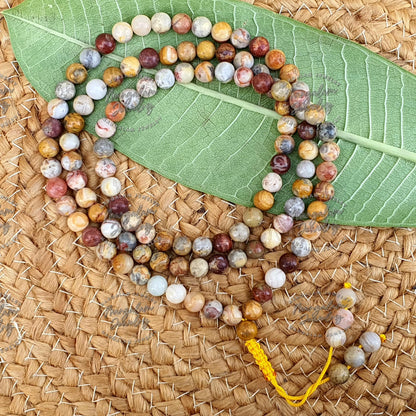 108 Beads Mala, Crazy Lace Agate Japa mala beads, Mantra Meditation Prayer Beads, Meditation Necklace Mala bracelet, Happiness necklace Japa