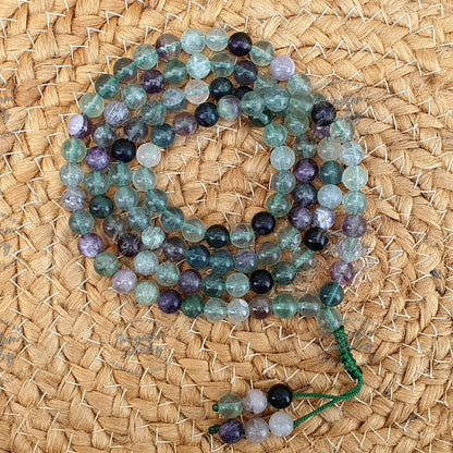Healing Mala, Fluorite Mala, Prayer Beads, Fluorite Necklace, Statement Necklace, 108 Mala Beads, Beaded Jewelry, Yoga Gifts