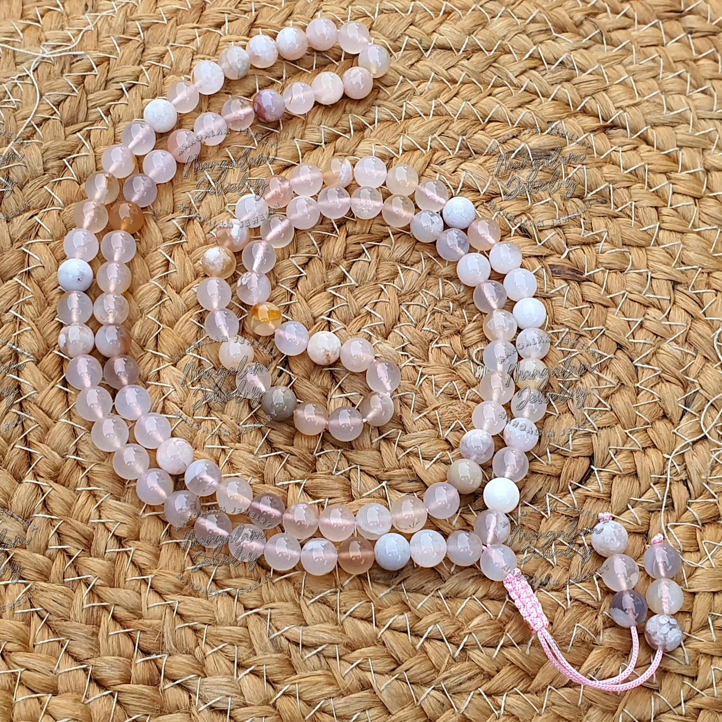 Flower Carnelian Mala Necklace, Gift For Yoga Lovers, Statement Necklace, 108 Mala Beads, Handmade Jewelry