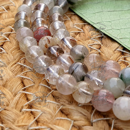 Mix Rutile Quartz Necklace, Mix Rutile Quartz Tibetan Mala, Statement Necklace, Yoga Gifts