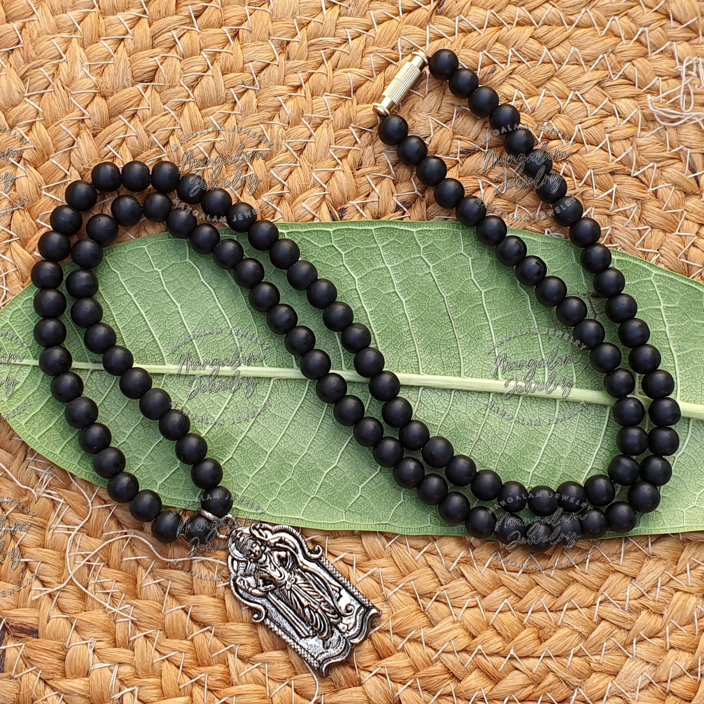 Shree Ram Shaligram Mala with  Silver Shree Ram Pendent ,Shaligram Necklace, Rosary Mala, Symbolic Necklace