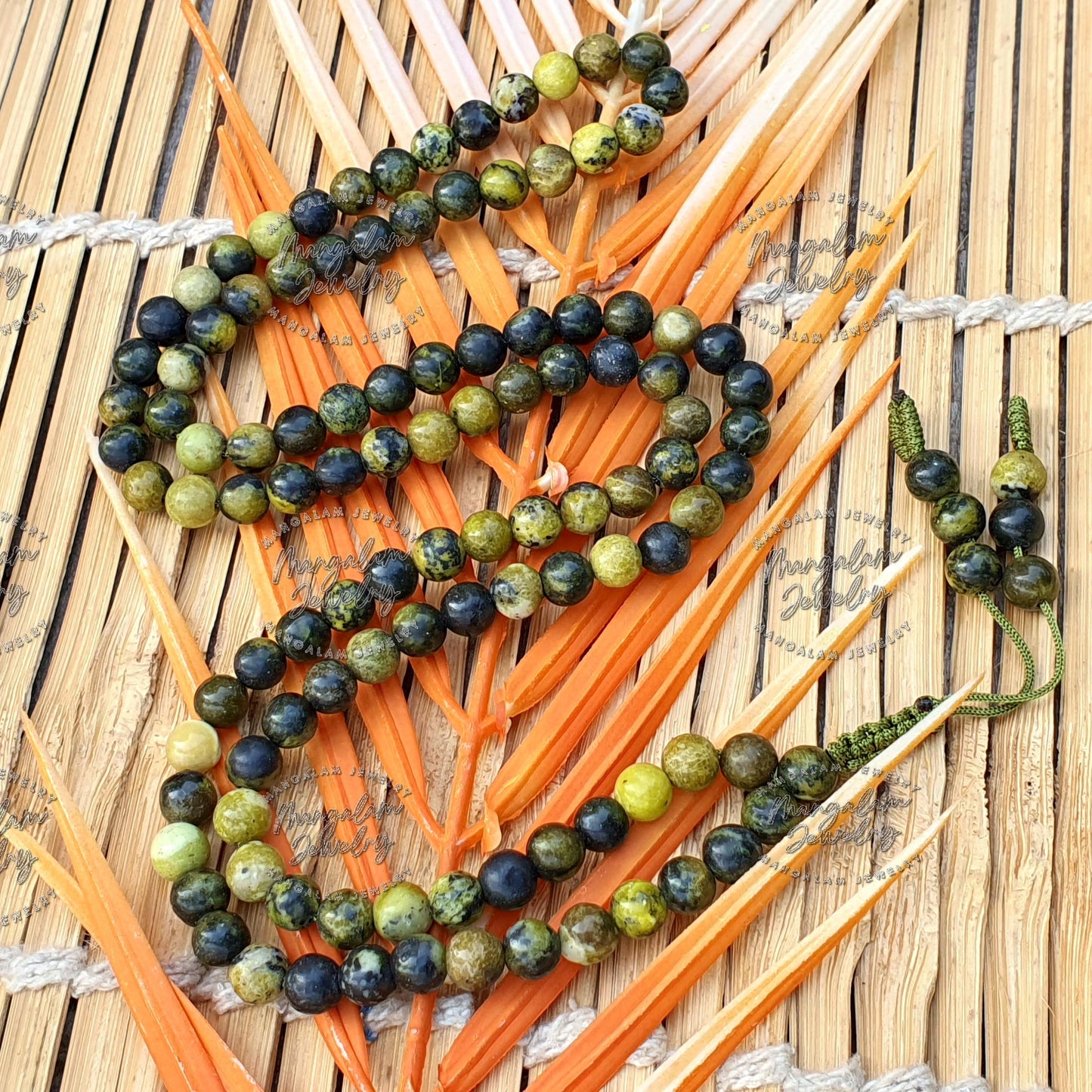 Serpentine Mala, Serpentine Necklace, Hand Knotted Mala, 108 Mala Beads, Bohemian Jewelry, Statement Necklet, Handmade Jewelry