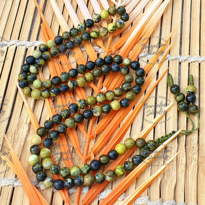 Serpentine Mala, Serpentine Necklace, Hand Knotted Mala, 108 Mala Beads, Bohemian Jewelry, Statement Necklet, Handmade Jewelry