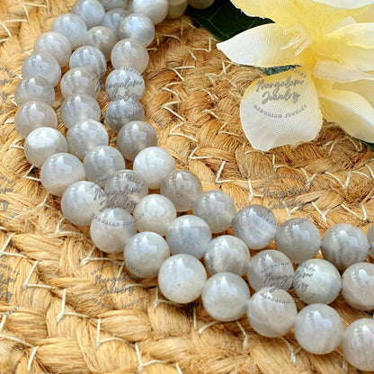 Gray Moonstone Necklace For Perceiving, Gray Moonstone Mala, Handmade Mala, 108 Mala Bead Necklace, Mediatation Mala, Gemstone Necklace