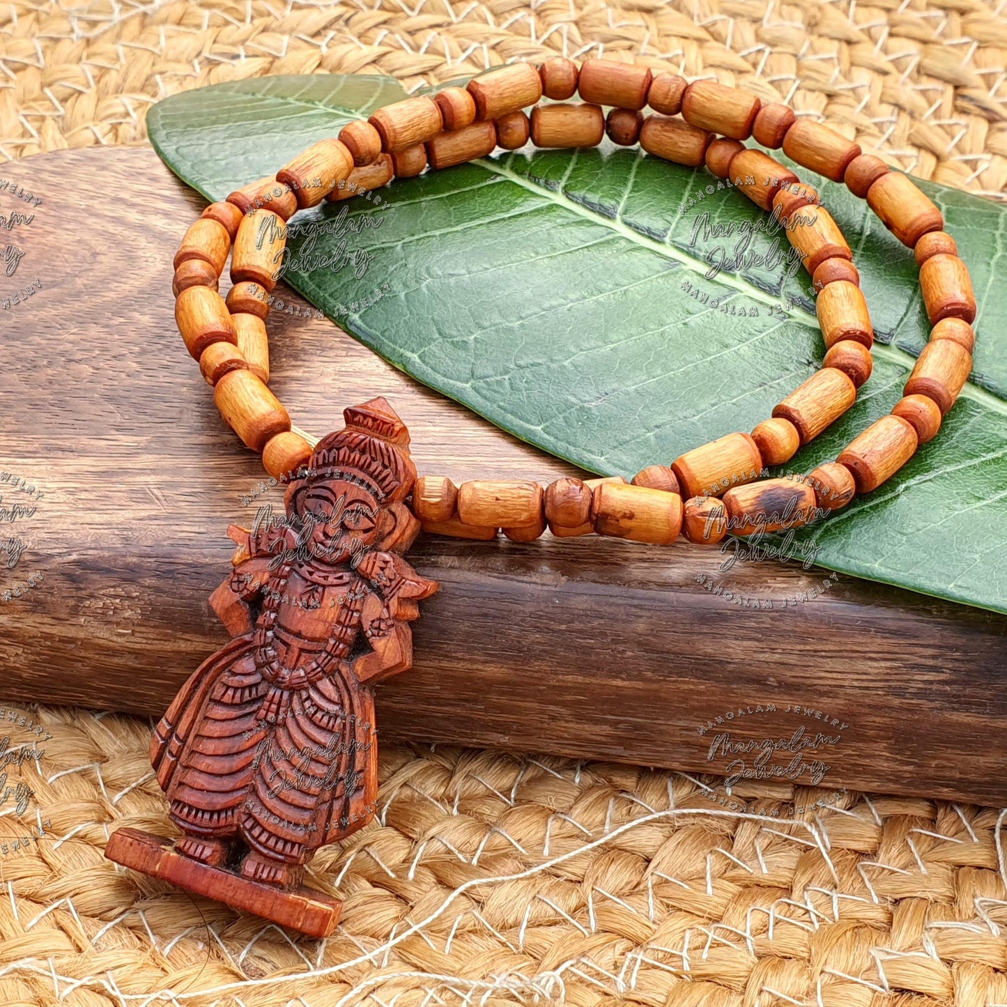 Vitthal Pendant Tulsi Mala Basil Wood Necklace Mayapuri Tulsi Necklace Vitthal Pendent Necklace