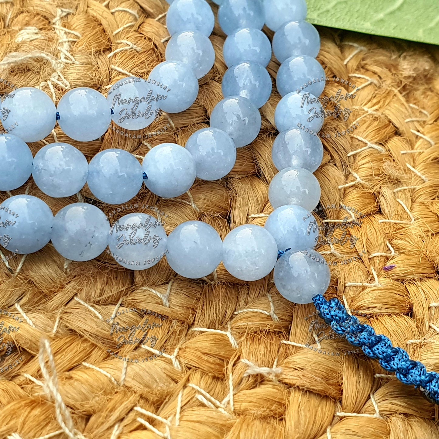 Celestite Tibetan Necklace For Connecting With Angels, Celestite Mala, Statement Necklace 108 Bead Japa Mala, Gift For Yoga Lover