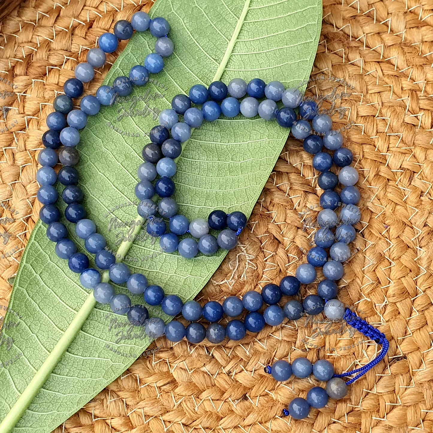 Blue Aventurine Tibetan Mala, 108 Beads, Blue Aventurine Tibetan Necklace, Statement Necklace, Yoga Gifts
