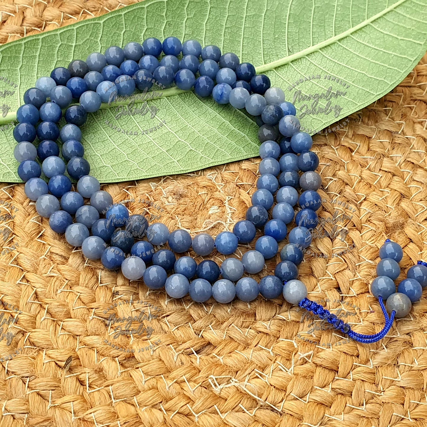 Blue Aventurine Tibetan Mala, 108 Beads, Blue Aventurine Tibetan Necklace, Statement Necklace, Yoga Gifts