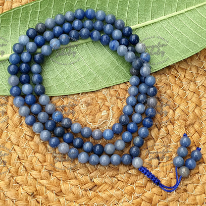 Blue Aventurine Tibetan Mala, 108 Beads, Blue Aventurine Tibetan Necklace, Statement Necklace, Yoga Gifts