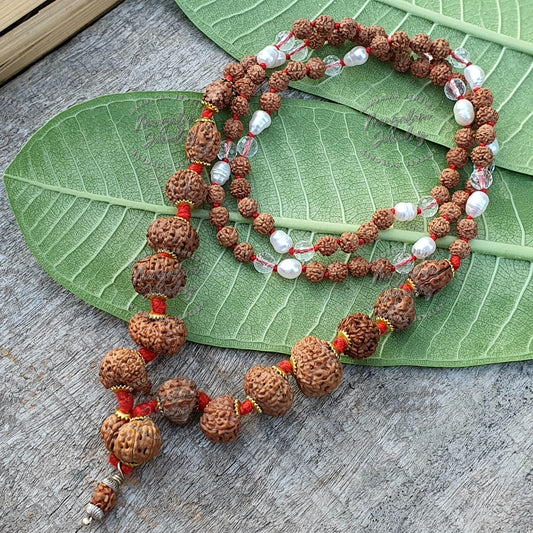 Siddh Mala - 1 to 14 Mukhi Rudraksha Beads With Gauri Shankar and Ganesh Rudraksha, Indonesian Beads Lab Certified, Handmade Jewelry Siddha