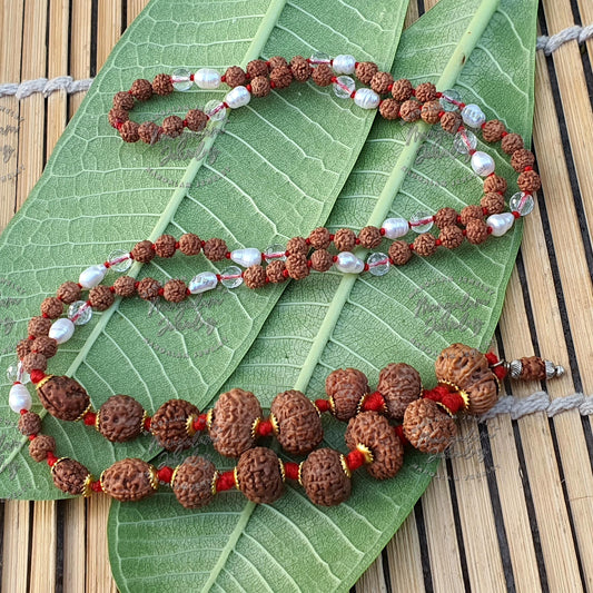 Siddh Mala - 1 to 14 Mukhi Rudraksha Beads With Gauri Shankar and Ganesh Rudraksha, Indonesian Beads Lab Certified, Handmade Jewelry Siddha