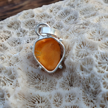 Natural Double Sided Brown Mach Mani Stone Pendant in 925 Silver Rare Fish Pearl Matsya Mani Gemstone Fish Pearl Pendant Kuber Mani stone