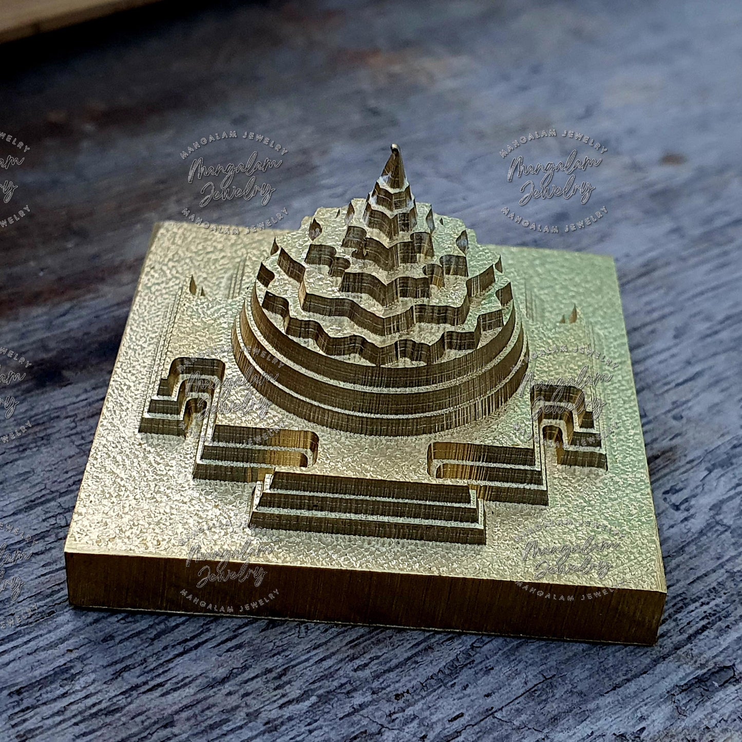 Akhand Meru Shree Yantra in Brass, Shri Yantra, Shri Chakra Yantra, Single piece Maha Meru Sri Yantra - Vastu, Prosperity & Abundance