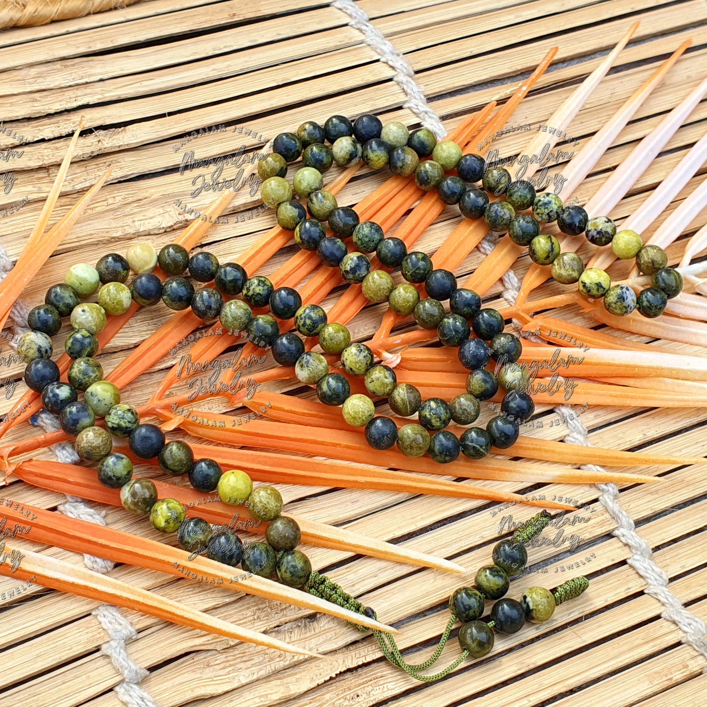 Serpentine Mala, Serpentine Necklace, Hand Knotted Mala, 108 Mala Beads, Bohemian Jewelry, Statement Necklet, Handmade Jewelry