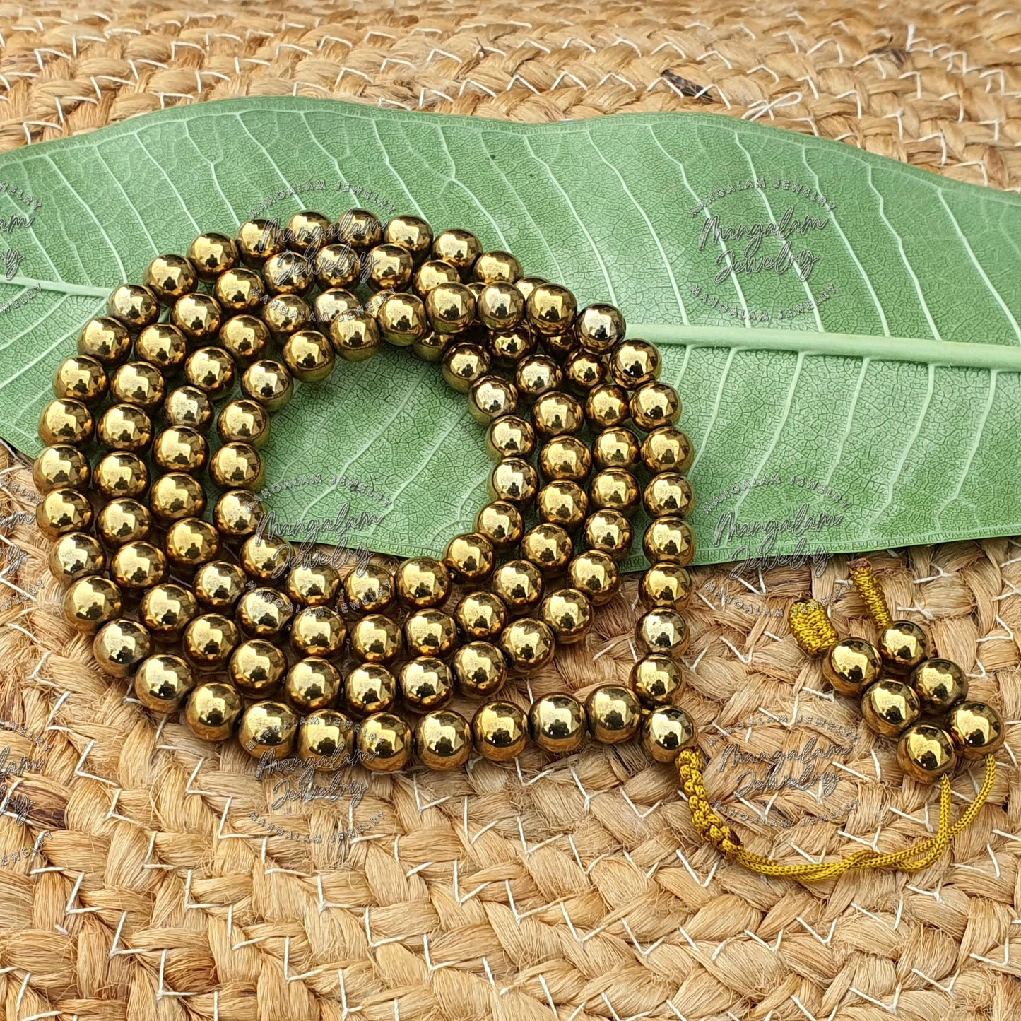 Golden Pyrite Tibetan Mala, Pyrite Mala, Healing Energy Stone Bracelet, Men & Women Meditation Mala