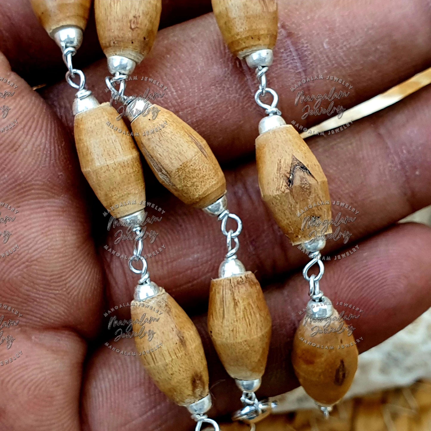 Brown Mridangam Tulsi Kanthi  mala Mridangam Handmade Tulsi, Necklace -Krishna Kanthi Mala • Tulsi Kantha Mala • Tulsi Beads • Tulsi Choker