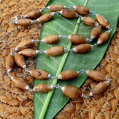 Brown Mridangam Tulsi Kanthi  mala Mridangam Handmade Tulsi, Necklace -Krishna Kanthi Mala • Tulsi Kantha Mala • Tulsi Beads • Tulsi Choker