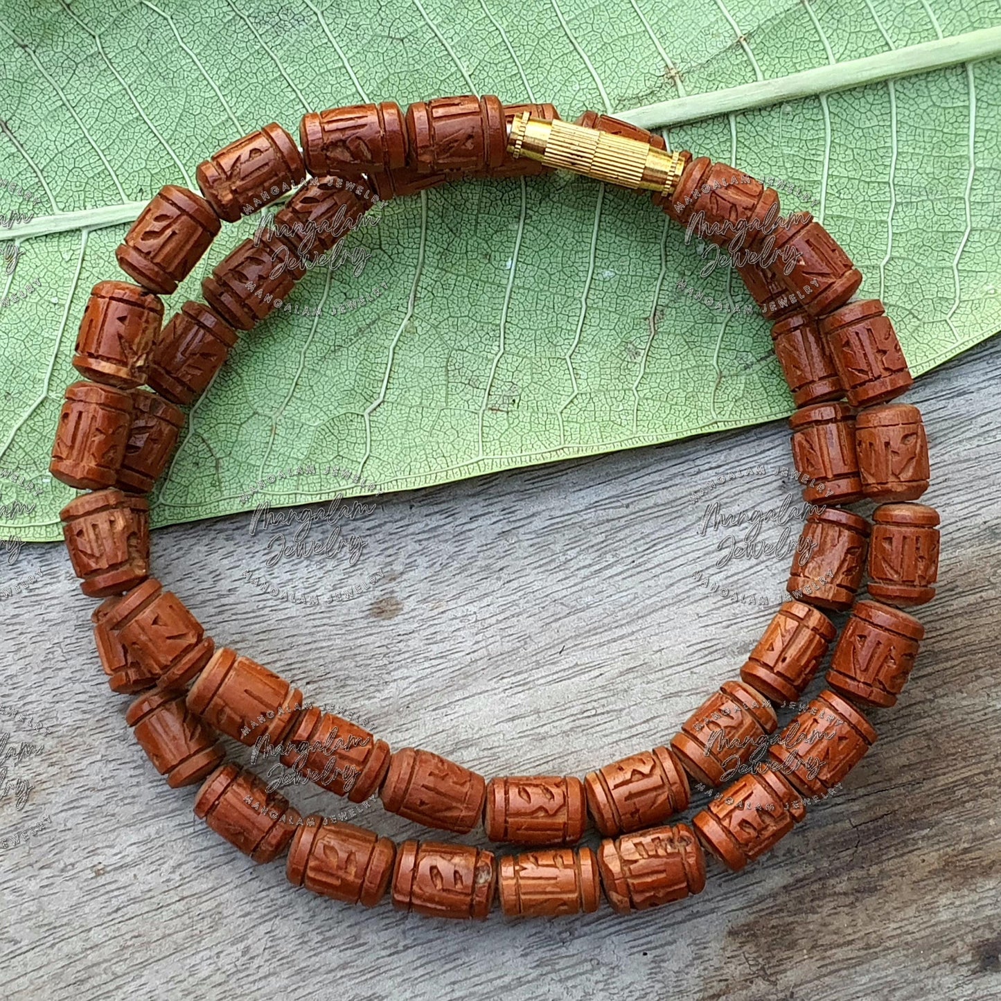 Radhe Radhe Engraved Tulasi Bead Necklace Kanthi, India Women Men Mala Religious Jewelry, Hindu Krishna Prayer Mala, Holy Basil Wood Bead
